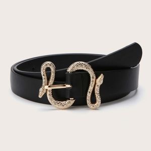 Serpentine Black Belt 40” PU Leather Snake Buckle